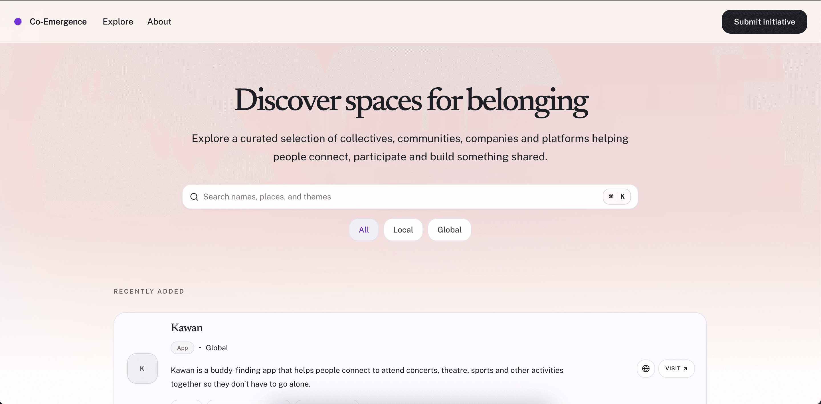 Screenshot of the Co-Emergence website.